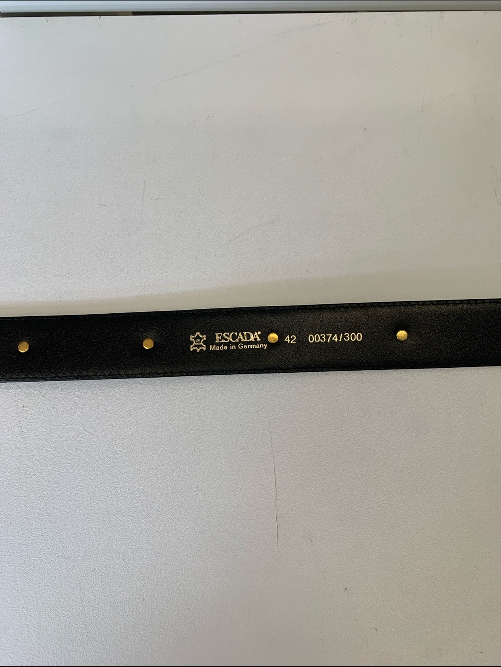 Escada Black Leather Men’s Belt with Gold Studs